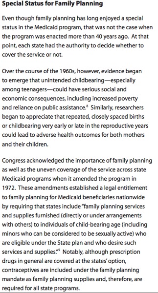 Medicaid  family planning, excerpt from Guttmacher report at http://www.guttmacher.org/pubs/IB_medicaidFP.pdf
